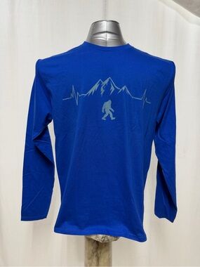 Port & Company Men's Bigfoot Mountain Heartbeat Long Sleeve Tee Royal Blue 1753